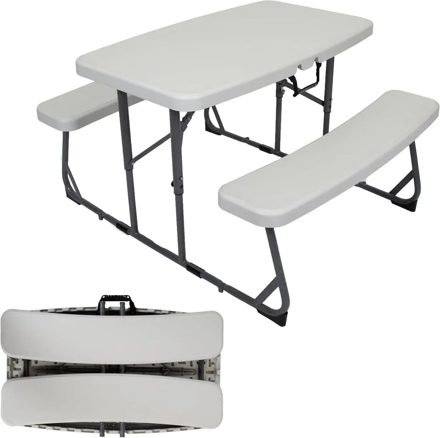 

Portable Kids Picnic Table with Folding Legs, White - Easy Setup for Outdoor Fun