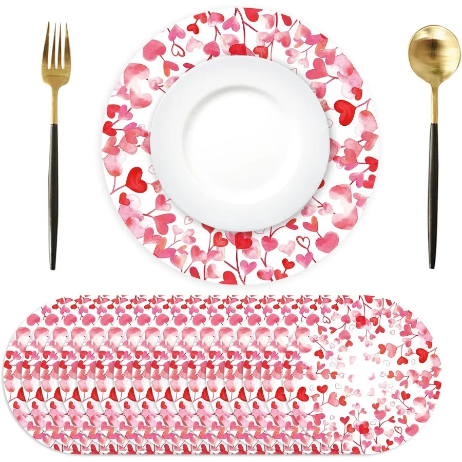 

Розовые бумажные салфетки с сердечком, одноразовые 50 упаковок сердечных ковриков 13,4 Ih, круглые декоративные коврики для стола с сердечком для свадьбы