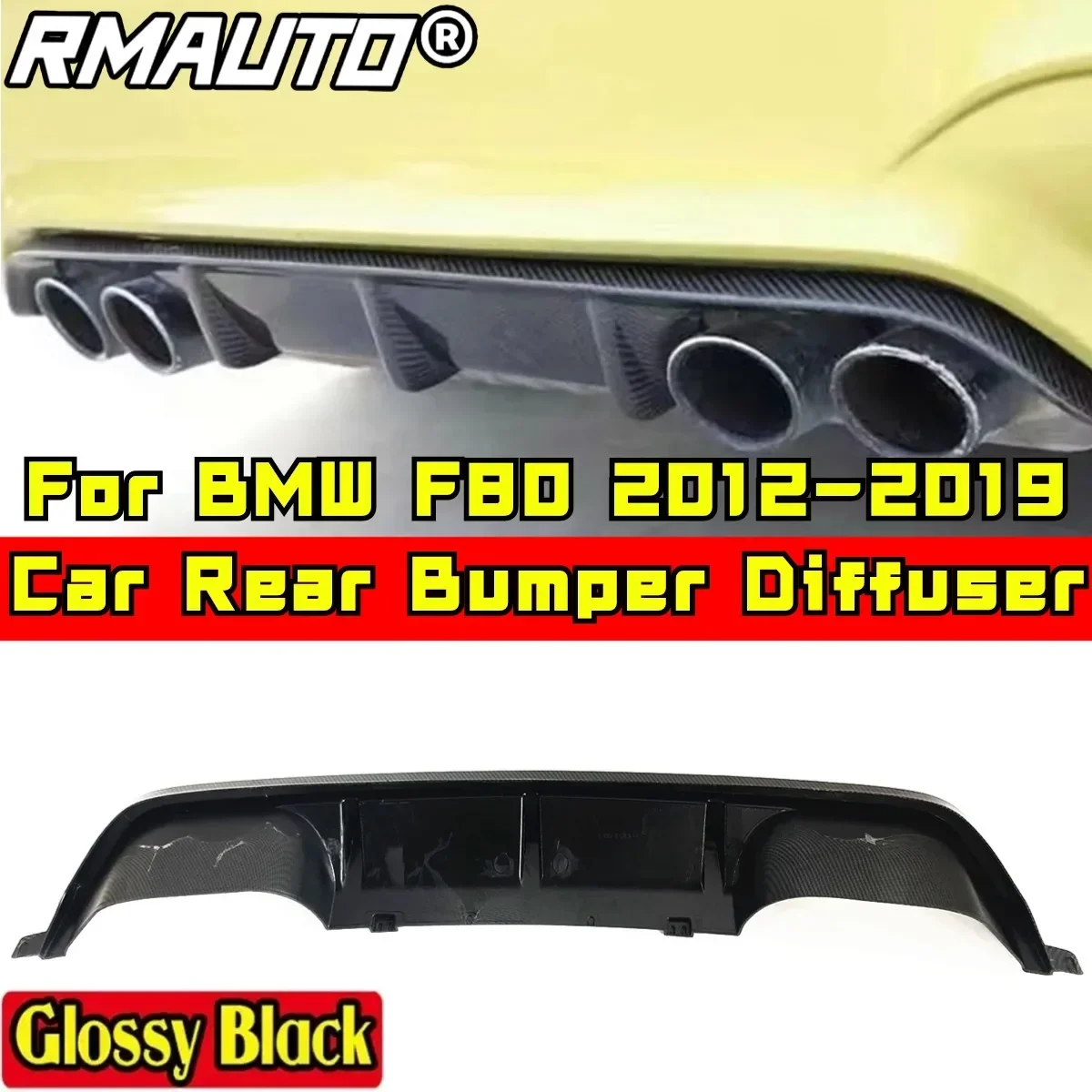 For BMW F80 2012-2019 Car Accessories BMW F30 Rear Bumper Lip Carbon Fiber Look Sport Style Lip Diffuser Splitter Guard Body Kit