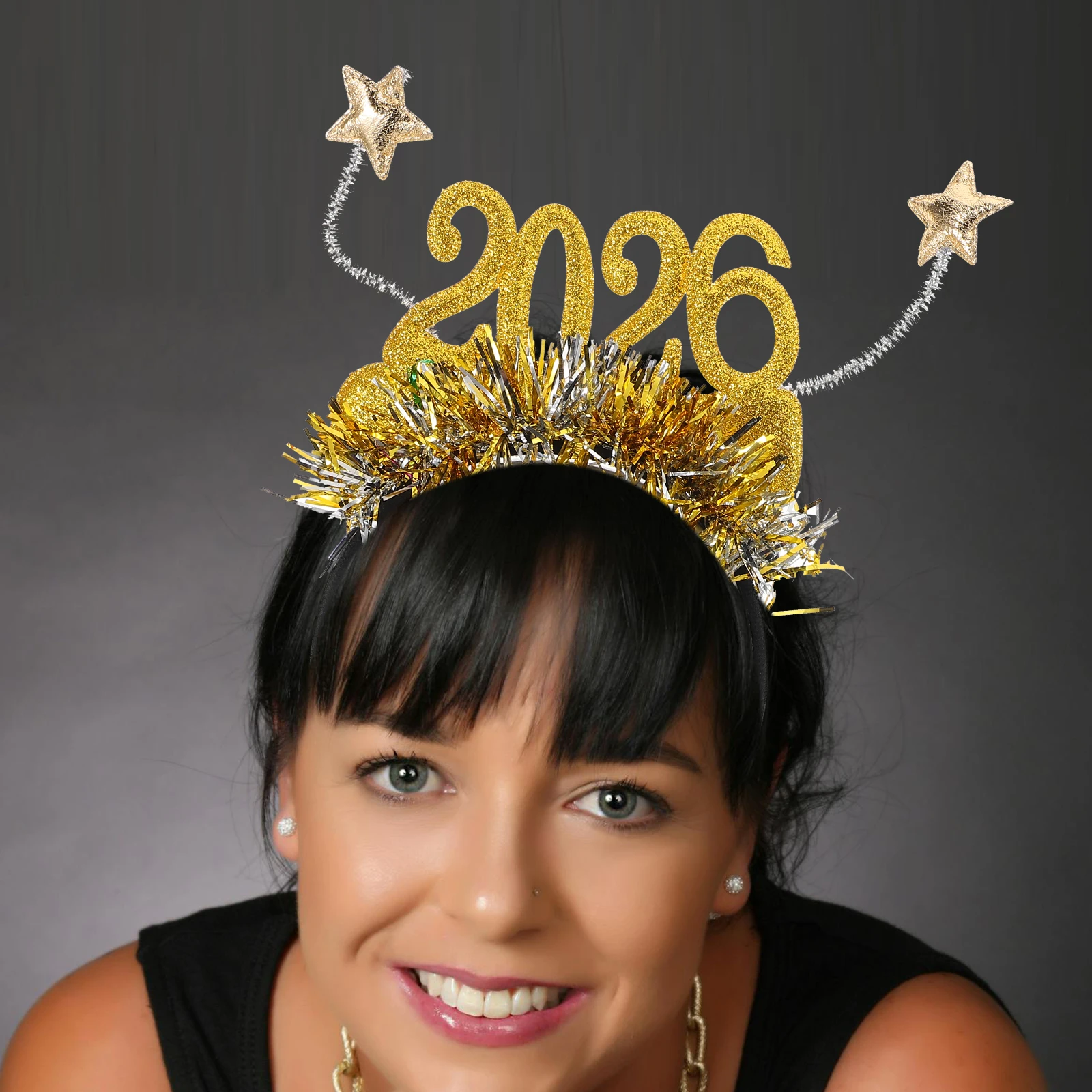 

4Pcs New Year Headband Star Hairbands Party Hair Accessories New Years Eve Decoration 2026 Glitter Headwear Star Hairband