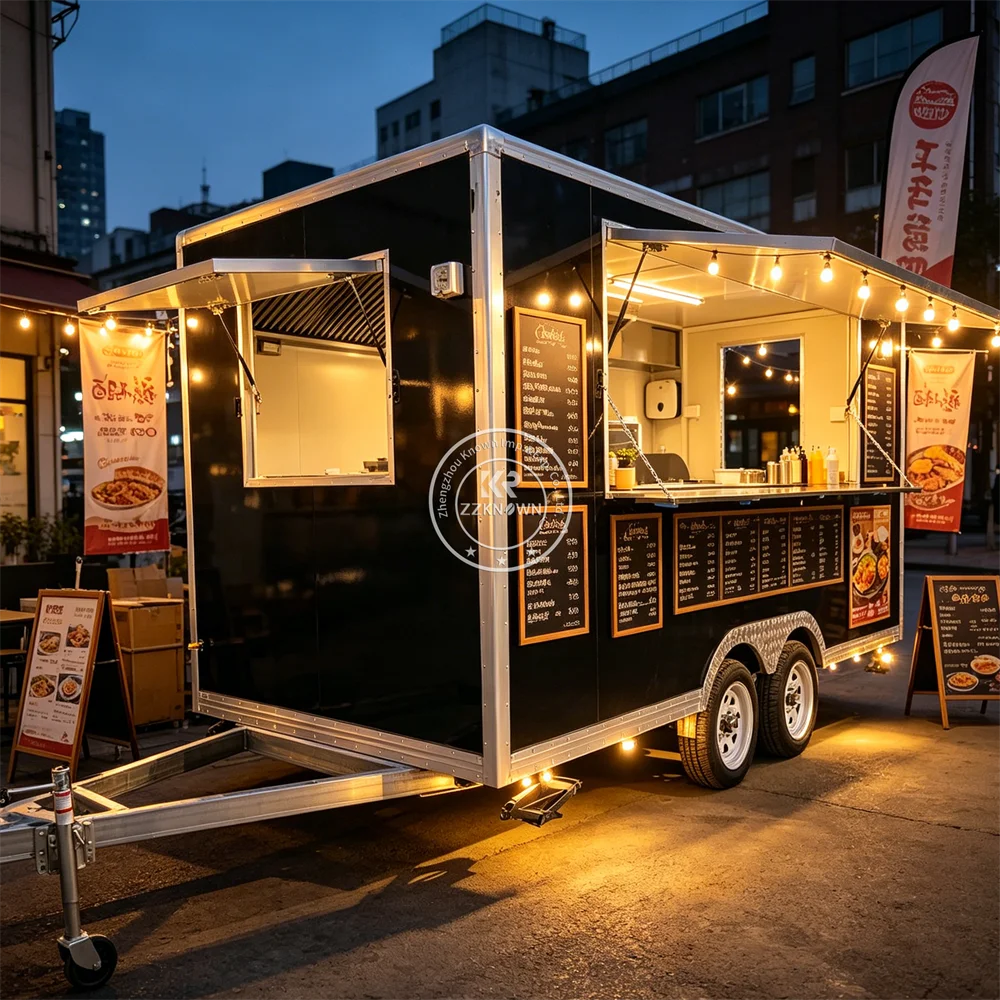 

Mobile Restaurant Food Truck Catering Kitchen Truck Pizza Pasta Coffee Food Trailer With Professional Stainless Equipment