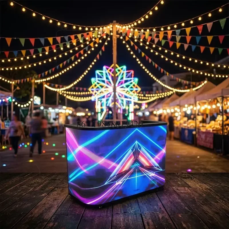 Wmwmnu Curved LED DJ Booth Full Color Display Console Screen Custom Size Digital Podium for Nightclub Disco customized produc