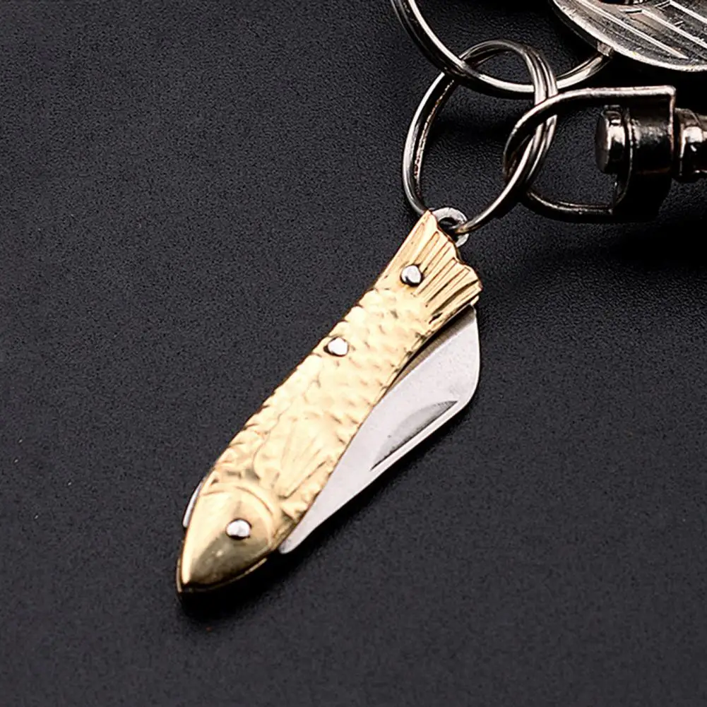 Mini Folding Knife Portable Unboxing Tool Multifunctional Keychain Pendant Emergency Survival Tool Box Opener Brass Fruit Knife