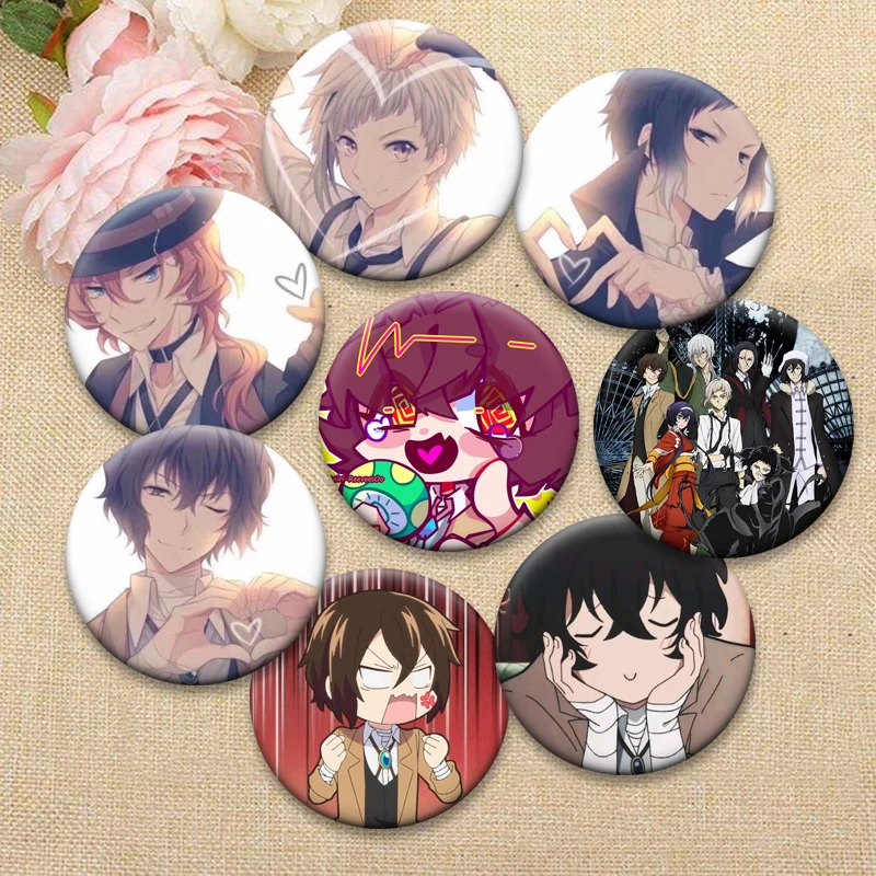 Nakajima Atsushi Edogawa Rampo Kunikida Doppo Dazai Osamu Cartoon Pins Armed Detective Agency Badge Anime Brooch Bag Accessories