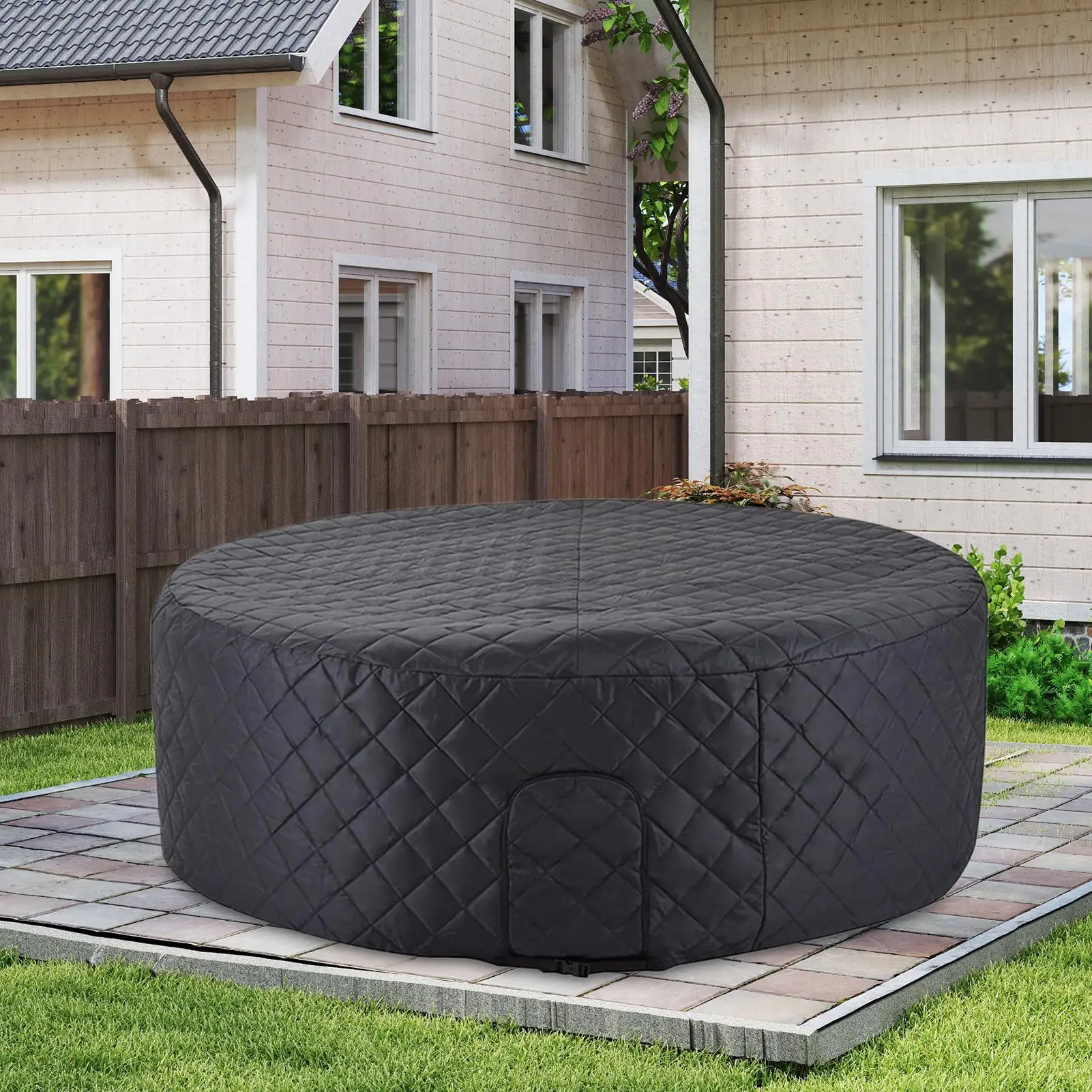 Hot Tub Cover Insulated Hot Tub Inflatable Round Cover Waterproof Winter Pool Protector for Hear Preservation Sun Protection Spa
