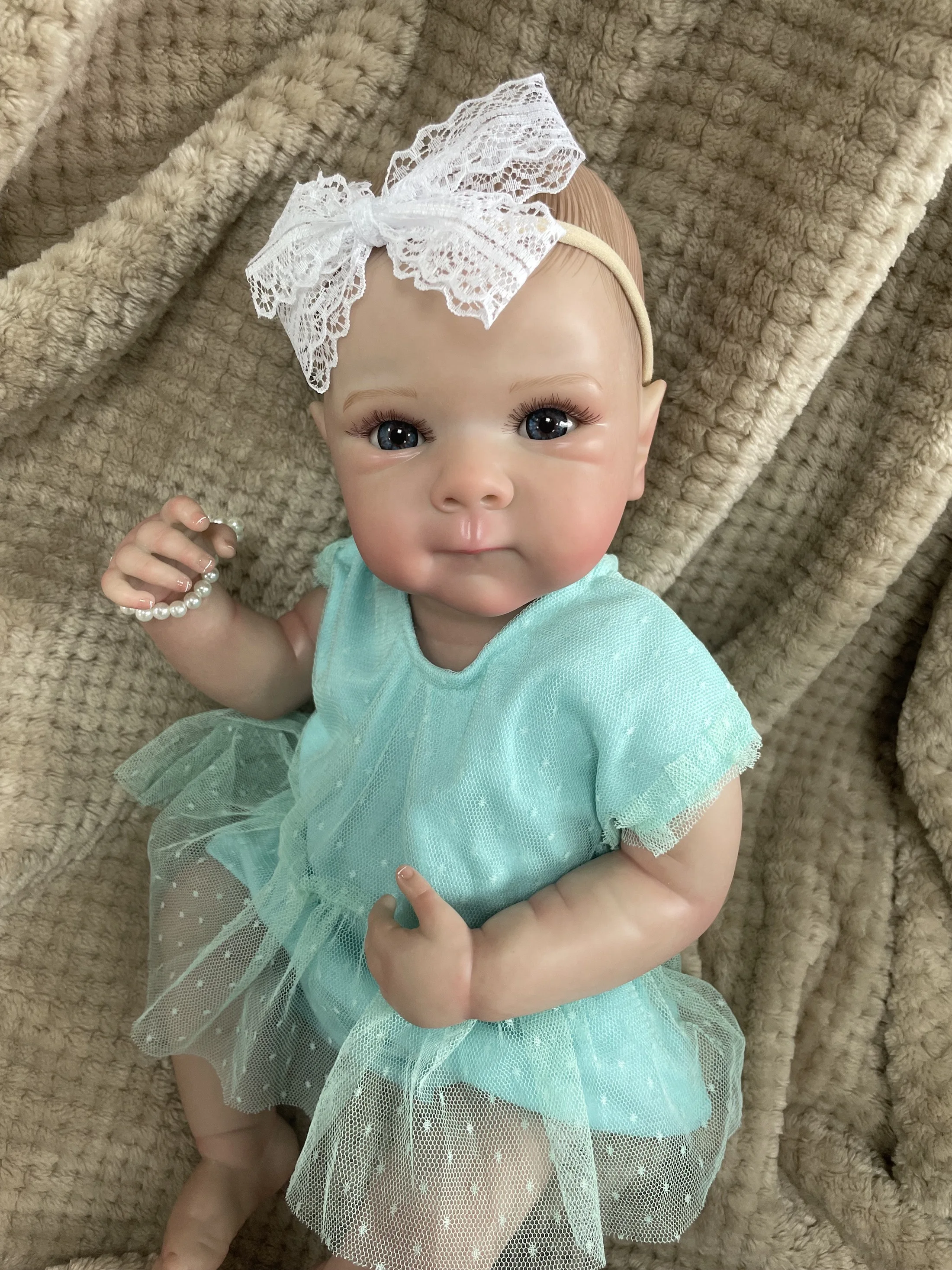 

18 Inch Adorable Painted Reborn Doll Bettie Silicone Vinyl Girl Newborn Lifelike 3D Skin Visible Veins Collectible Art Dolls