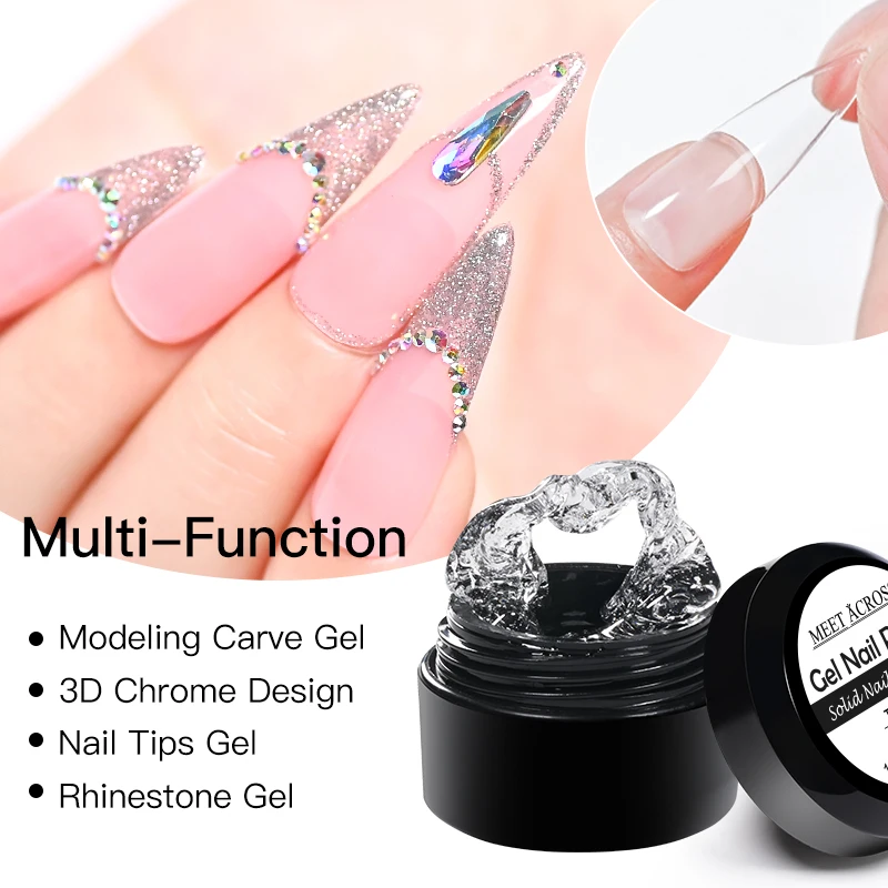 Solid Nail Tips Gel 10ml Transparent UV LED Function Gel Glue Adhesive Fake Nails Nail Extension Gel Soak Off Nail Art Varnish