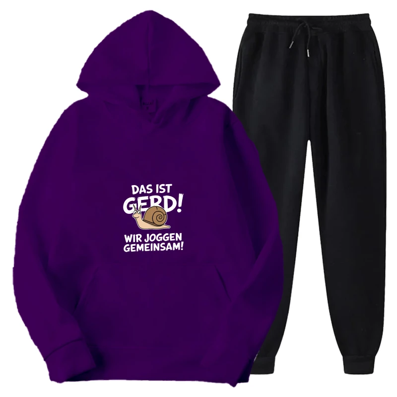 

Комплект фиолетовой толстовки с принтом ЭТО ГЕРД! МЫ ЛЮДЕМ ЯГГИНГ РАЗГЕ! Повседневная спортивная одежда с текстовым дизайном для мужчин и женщин, спортивная одежда