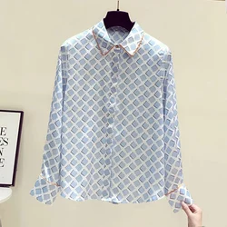 S-4XL Blouse Spring Long-sleeved Top Basic Blouses Shirts For Woman Casual Ladies Shirts Korean Fashion Female Clothes 6820