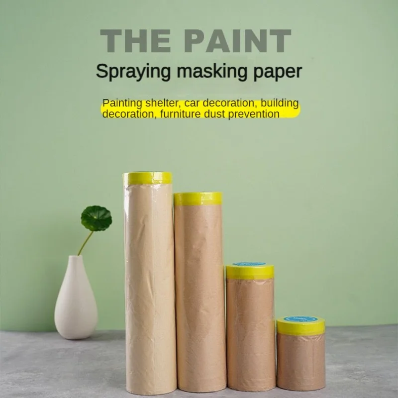 Pre Taped Masking Paper Self Adhesive Wall Treatment Covering For Painting Spray Masking Protective Paper Wall Protector