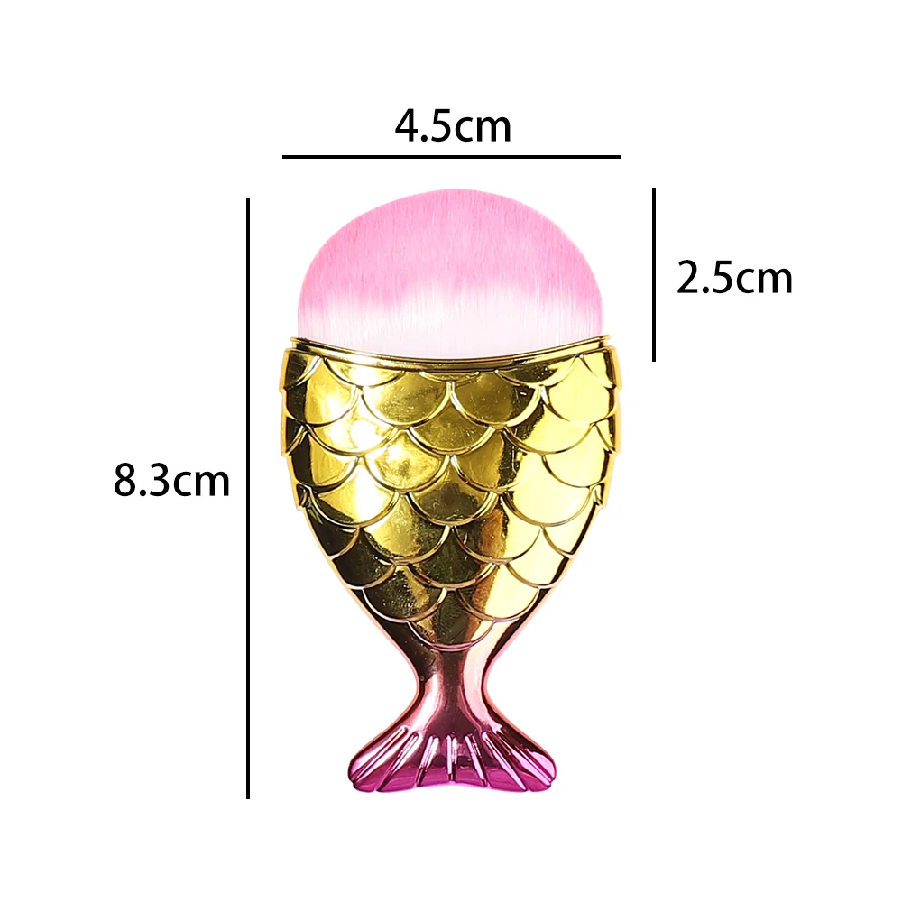 1Pcs Manicure Nail Cleaning Dust Brush Tool Multifunctional Foundation Brush With Fish Tail Design For Perfect Nail Care
