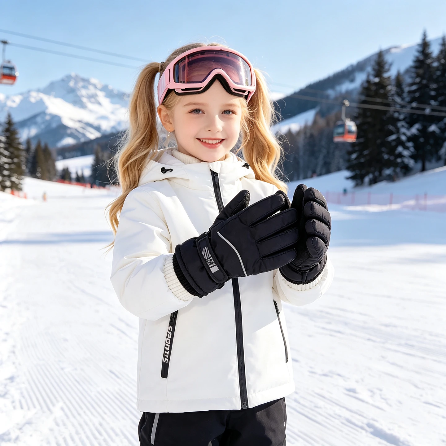 Winterhandschuhe für Kinder, wasserdicht, winddicht, für Mädchen und Jungen, mit dicker Fleece-Fütterung, Thermohandschuhe für Kinder, Outdoor-Schneehandschuhe für Sportaktivitäten. – Detail 9