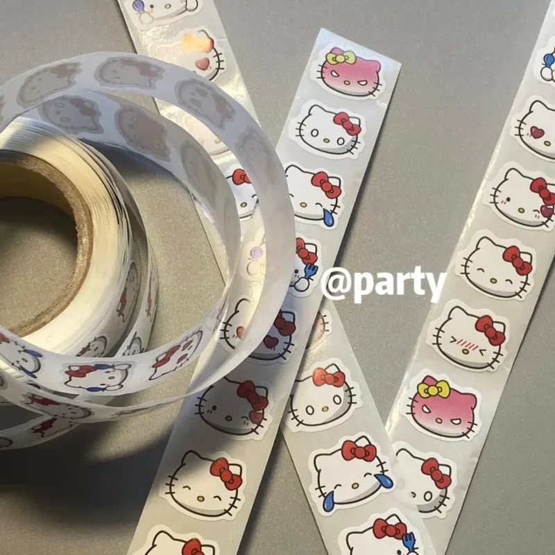 Pegatinas redondas de gato de Hello Kitty para niños, juguete bonito de dibujos animados, suministros de pegatinas de recompensa para profesores,