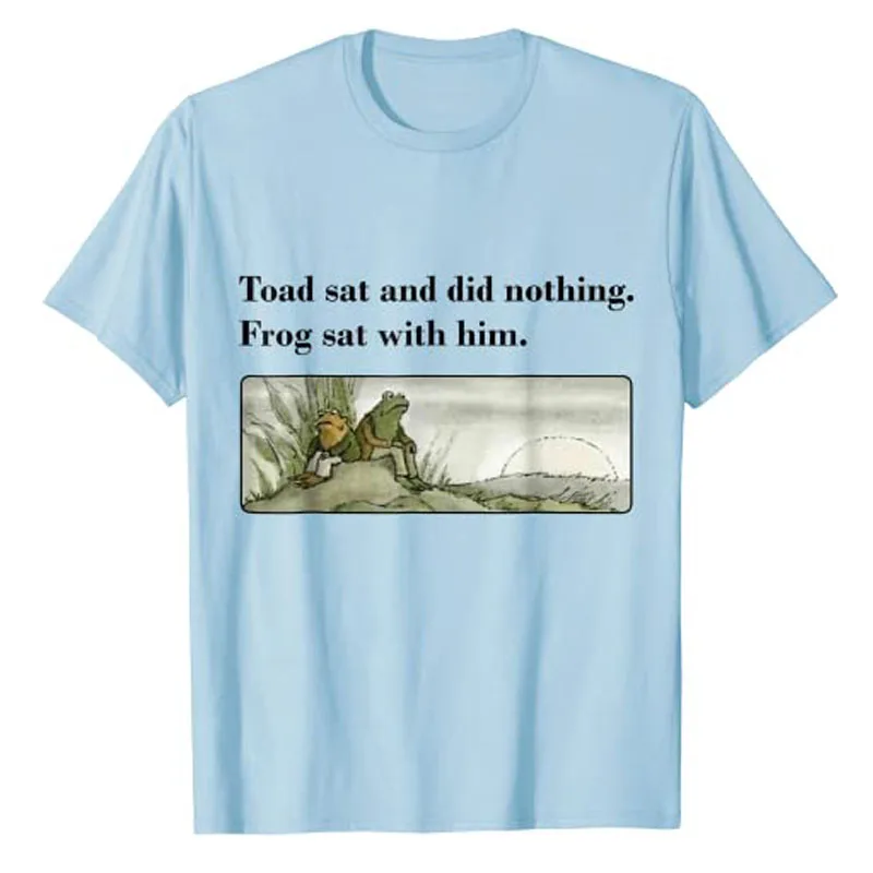 Toad Sat and Did Nothing Frog Sat with Him Apparel T-Shirt Funny Sayings Graphic Tee Tops Aesthetic Clothes Short Sleeve Blouses