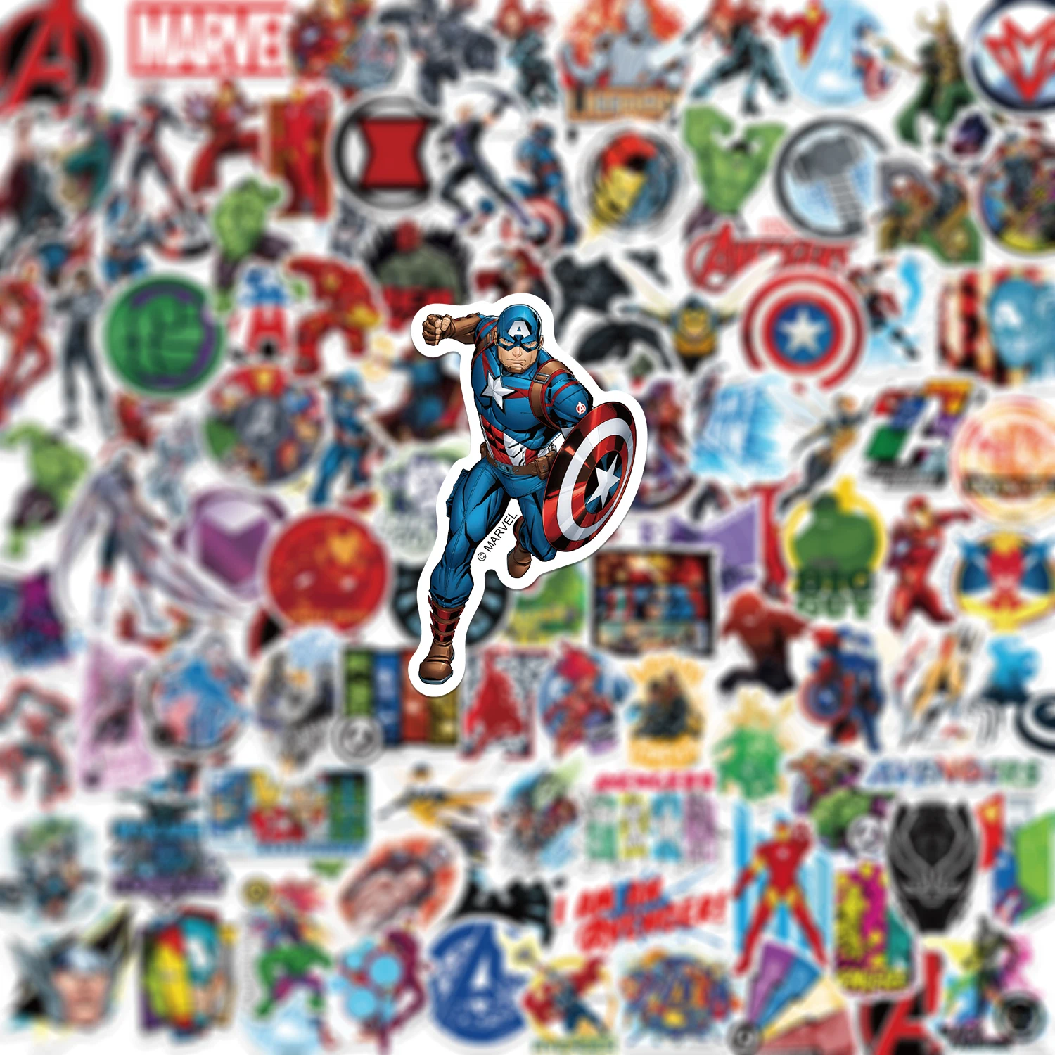 50/100Pcs Disney The Avengers Marvel Stickers for Laptop Phone Snowboard Luggage Fridge DIY Decal Kid Toy Graffiti Sticker Gift