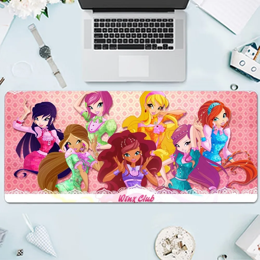 W-Winx แผ่นรองเม้าส์ลายการ์ตูนคลับแผ่นรองเมาส์และคีย์บอร์ดคอมพิวเตอร์สำหรับนักเล่นเกมขนาดใหญ่