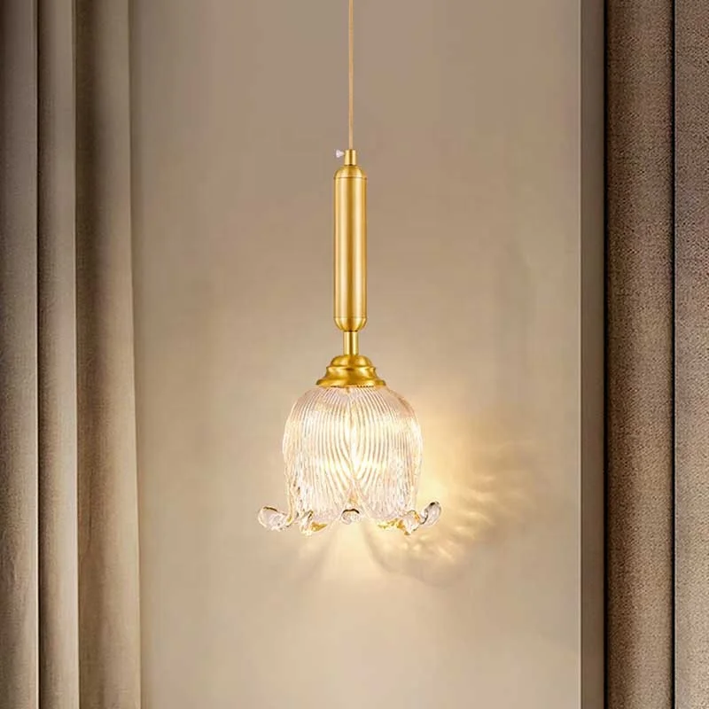 

LED Modern Luxury Brass Glass Hanging Pendant Lamp Dining Room Bedroom E27 Hanging Lights Gold Crystal Chandeliers