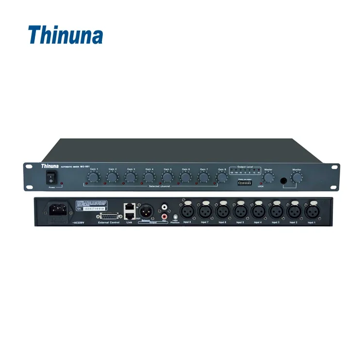 Thinuna MG-801Rack-mounted 8-channel Professional Digital Microphone Auto Audio Mixer for Conference Room