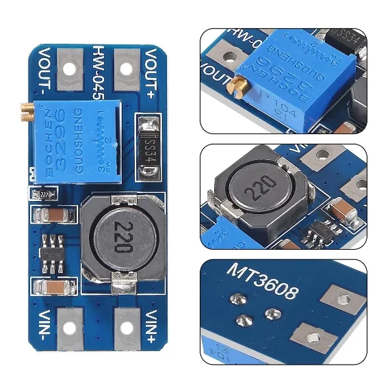 MT3608 DC-DC modulo Boost regolabile 2A Booster Board Boost Module TYPE-C MICRO USB 2V-24V a 5V 9V 12V 28V per Arduino