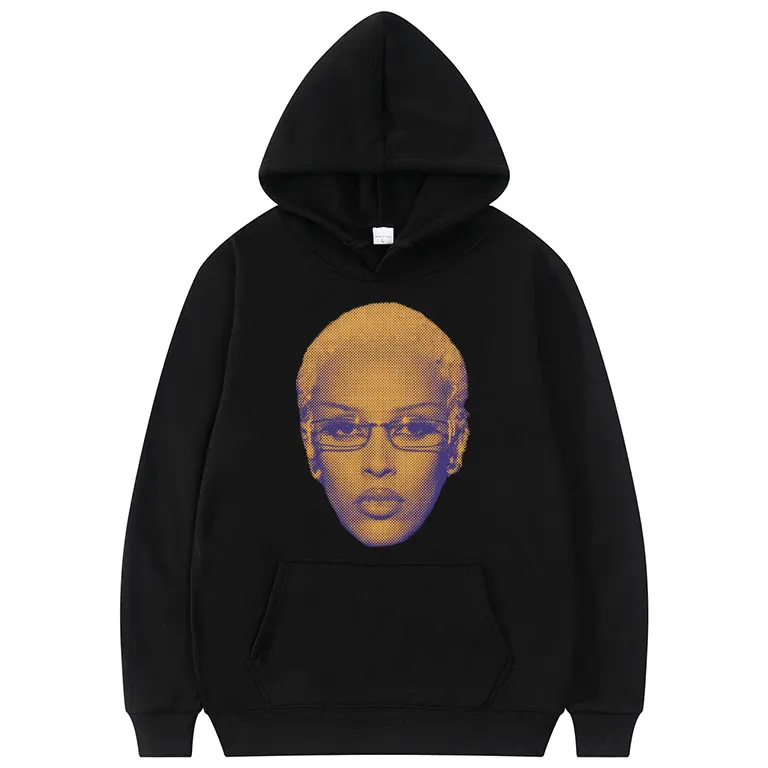 Vintage Doja Cat Halftone Face Graphic Hoodie Men Women Hip Hop Oversized Sweatshirt Male Fashion Vintage Streetwear Hoodies