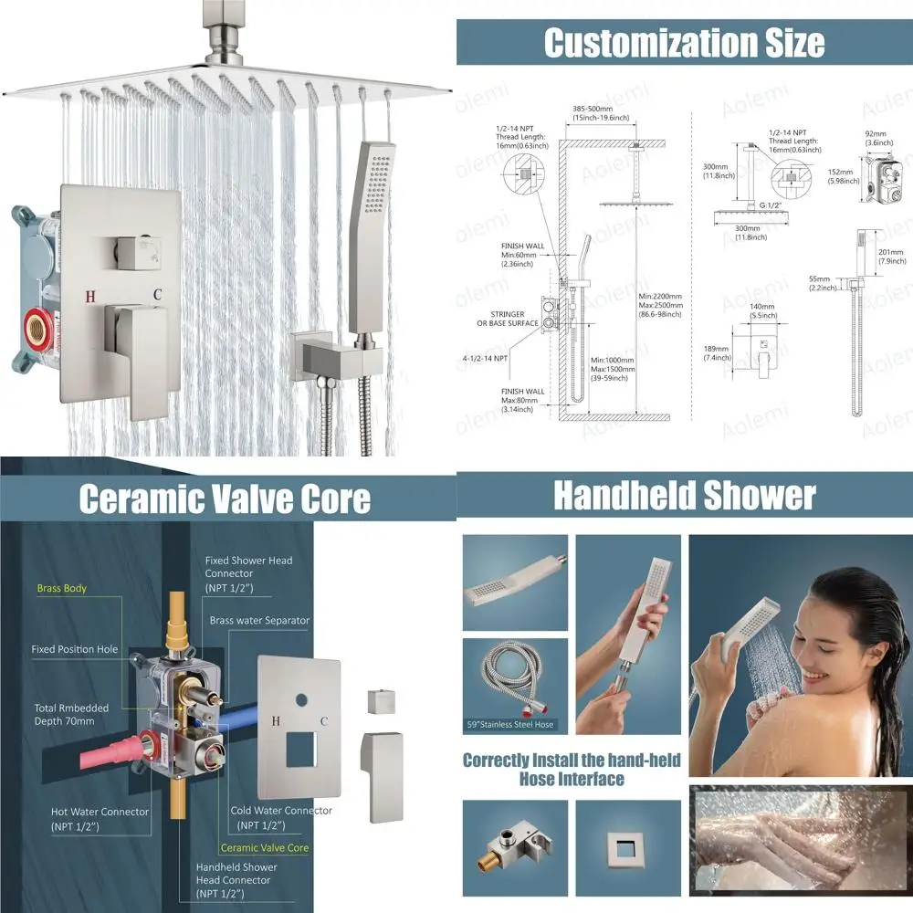 

Система тропического душа на потолке высокого давления с ручным распылителем и набором смесителей для душа для улучшенного принятия душа