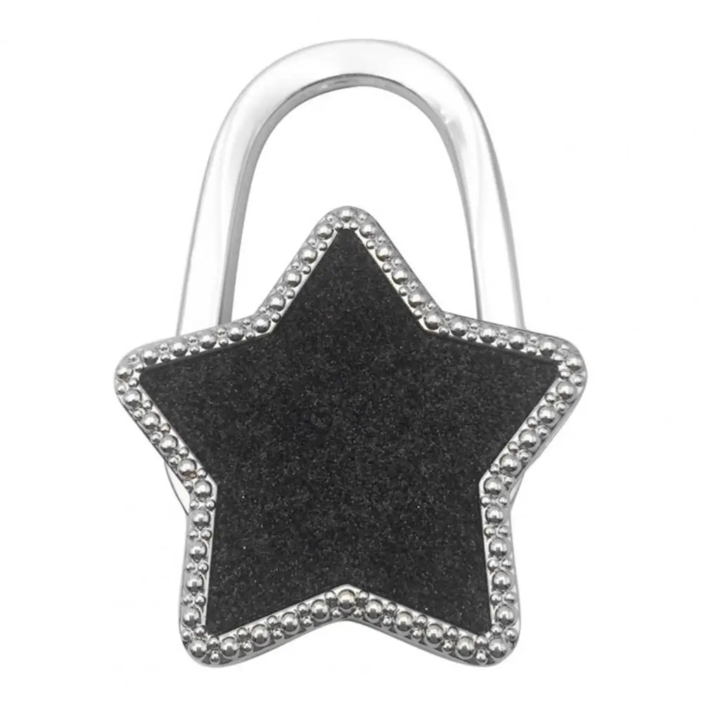 Bag Hook Shiny Folding Rhinestone Crown Star Table Edge Handbag Hanger Shiny Metal Table Side Bag Holder Women\'s Bag Hanger