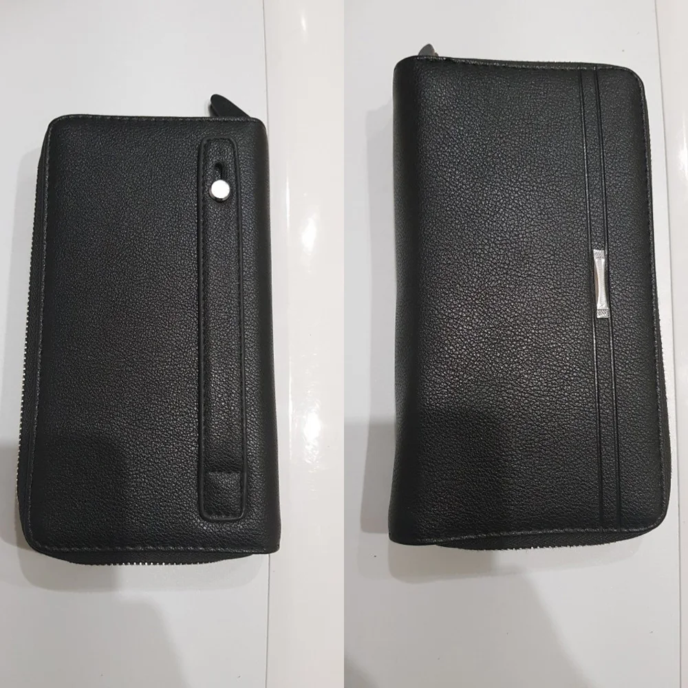 Genuine Leather Long Clutch Wallets for Men Vintage Card Holder Coin Purses Money Clips Phone Pocket Male Name Engrave Wallet