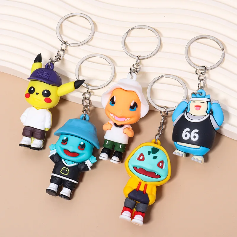 

Cartoon Pokémon Pokémon Keychain Bag Pendant Small Fire Dragon Squirtle Couple Keychain Doll Cartoon Keychain 5 Kinds Can Choose