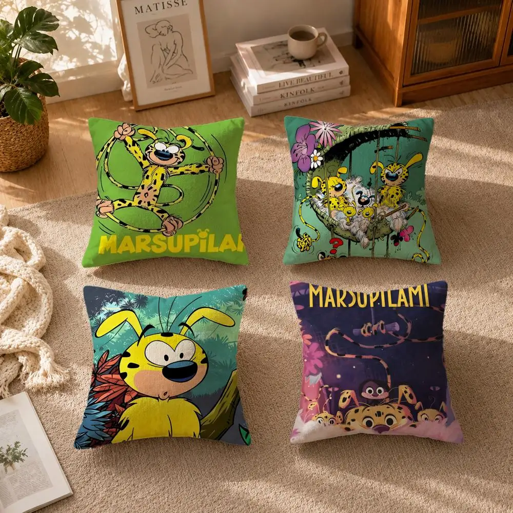 IP-MarsupilamiS Cushion Cover Soft Short Plush Zippered Cushion Covers 40/45/50cm Square Decor for Sofa Home