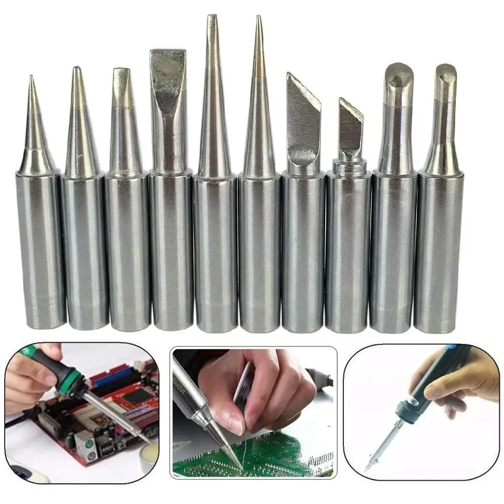 

900M Soldering Iron Tips Set for 936 937 907 Compatible with Various Soldering Stations Includes 10 Different Shapes for Repair