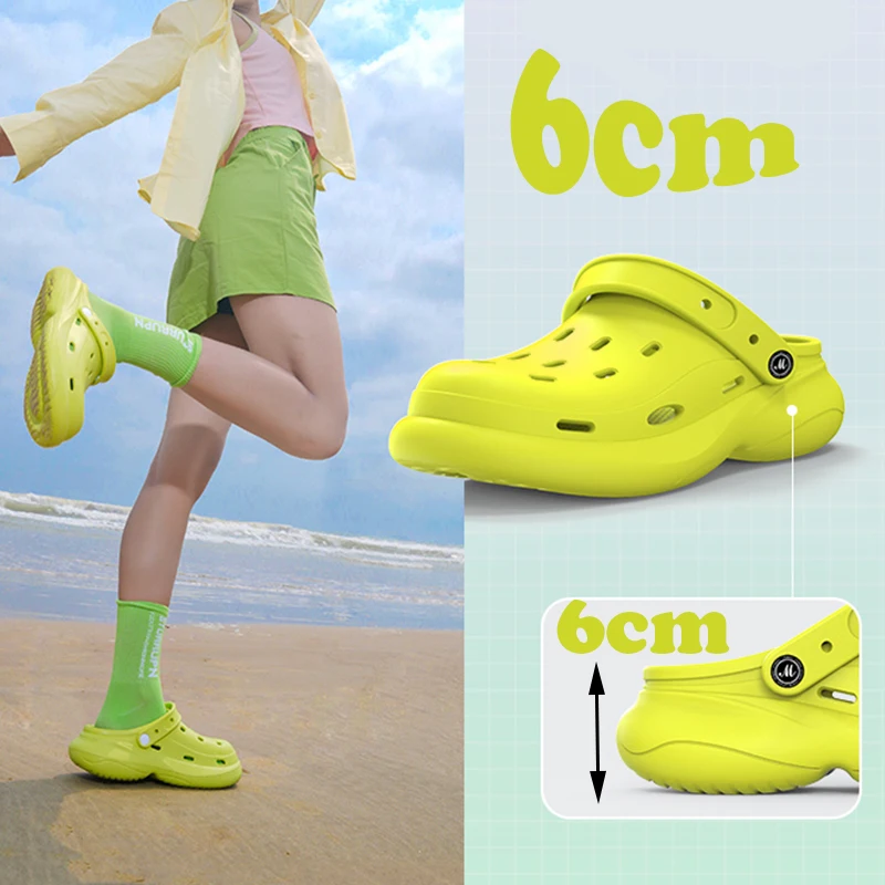 Hollow Out Platform Clogs Slippers for Women 2024 Summer Waterproof Eva Beach Sandals Woman Anti Slip Thick Bottom Garden Shoes