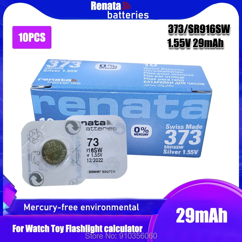 10PCS Renata 373 100% Original Brand New Silver Oxide Watch Battery LONG LASTING SR916SW 916 Swiss Made Button Coin Batteries