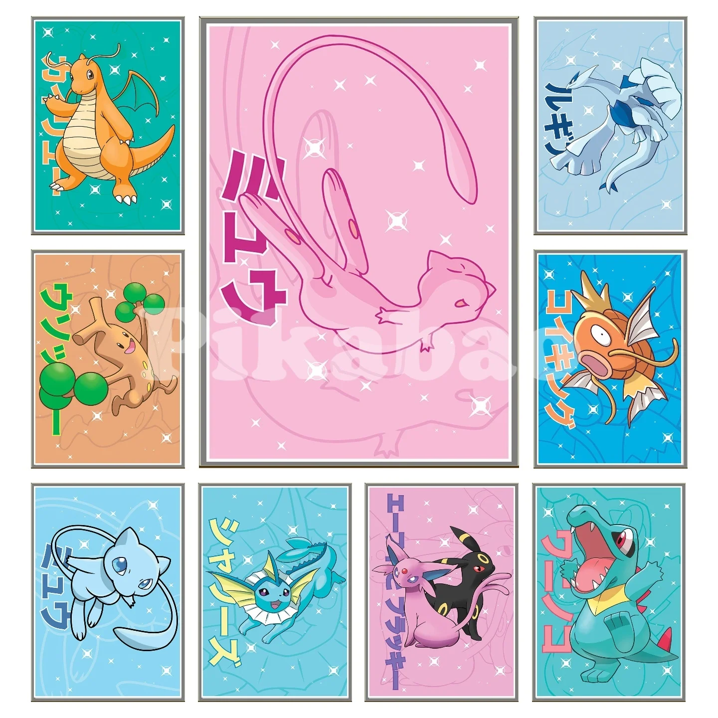 Pokemon Peripherals Pikachu Gyarados Squirtle Charmander Canvas Painting Anime Wall Art Prints Living Room Decor Posters