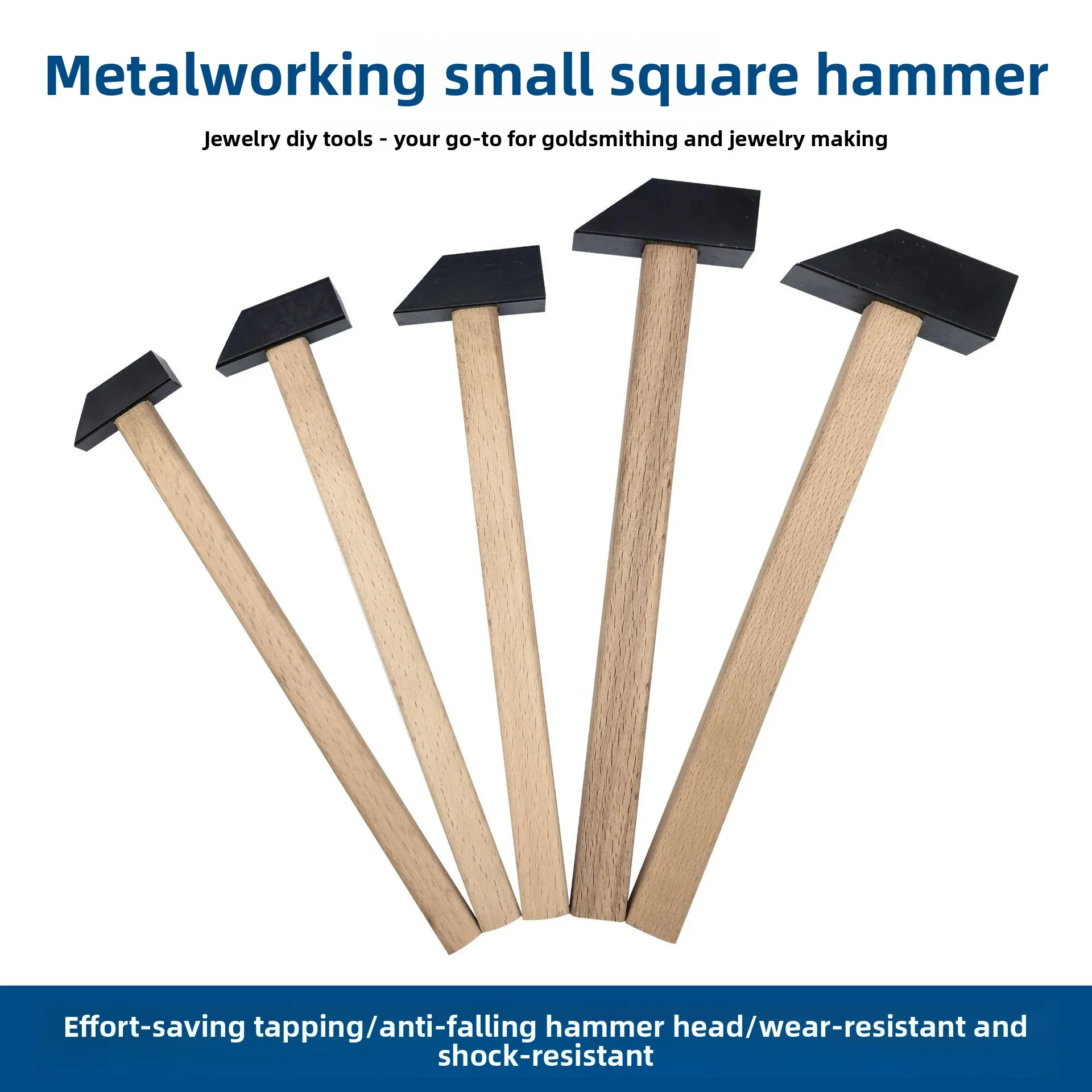 Square Metal Hammer High Hardness Forged Hammer Goldsmith Tool for Jewelry Making and Hardware Striking Installation Work