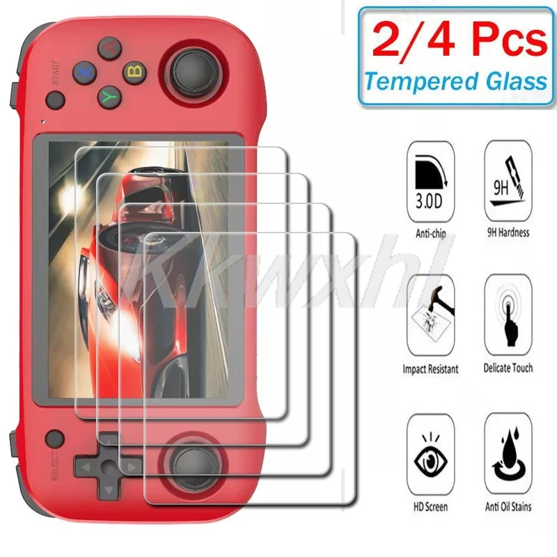 2-4PCS 9H HD Tempered Glass For R46H Retro Game Console ON R36H R40XX Pro Max R36HProMax Screen Protective Cover Film
