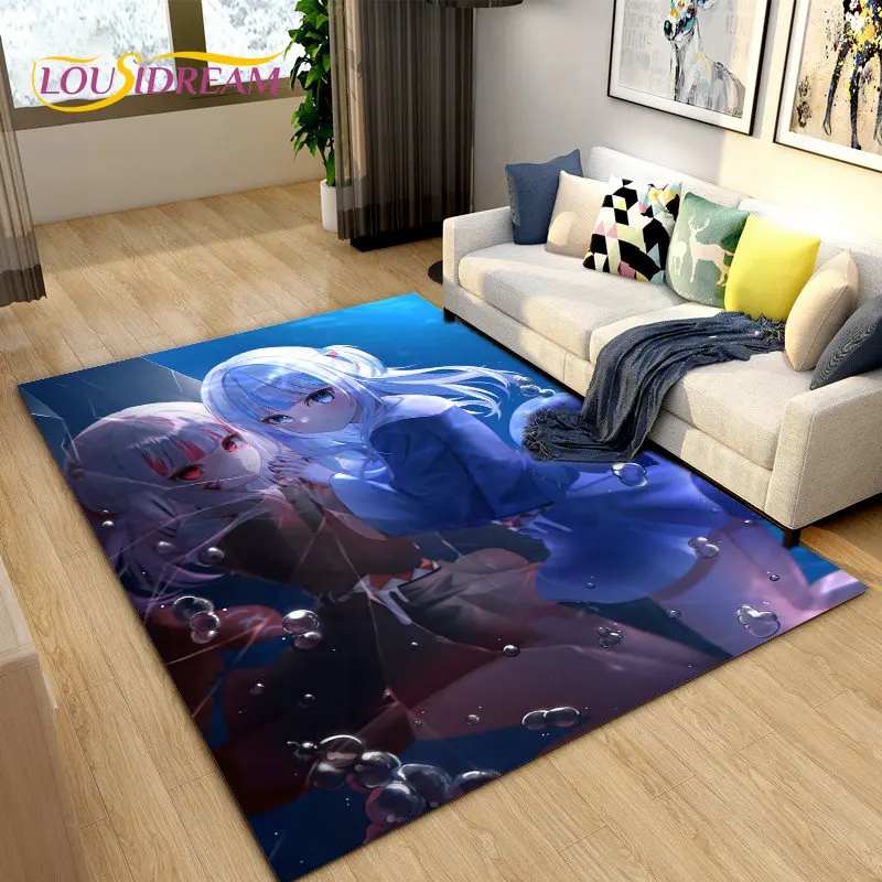 Cute Anime Gawr Gura Hololive Shark Area Rug,Carpet Rug for Living Room Bedroom Sofa Doormat Decoration, Kids Non-slip Floor Mat