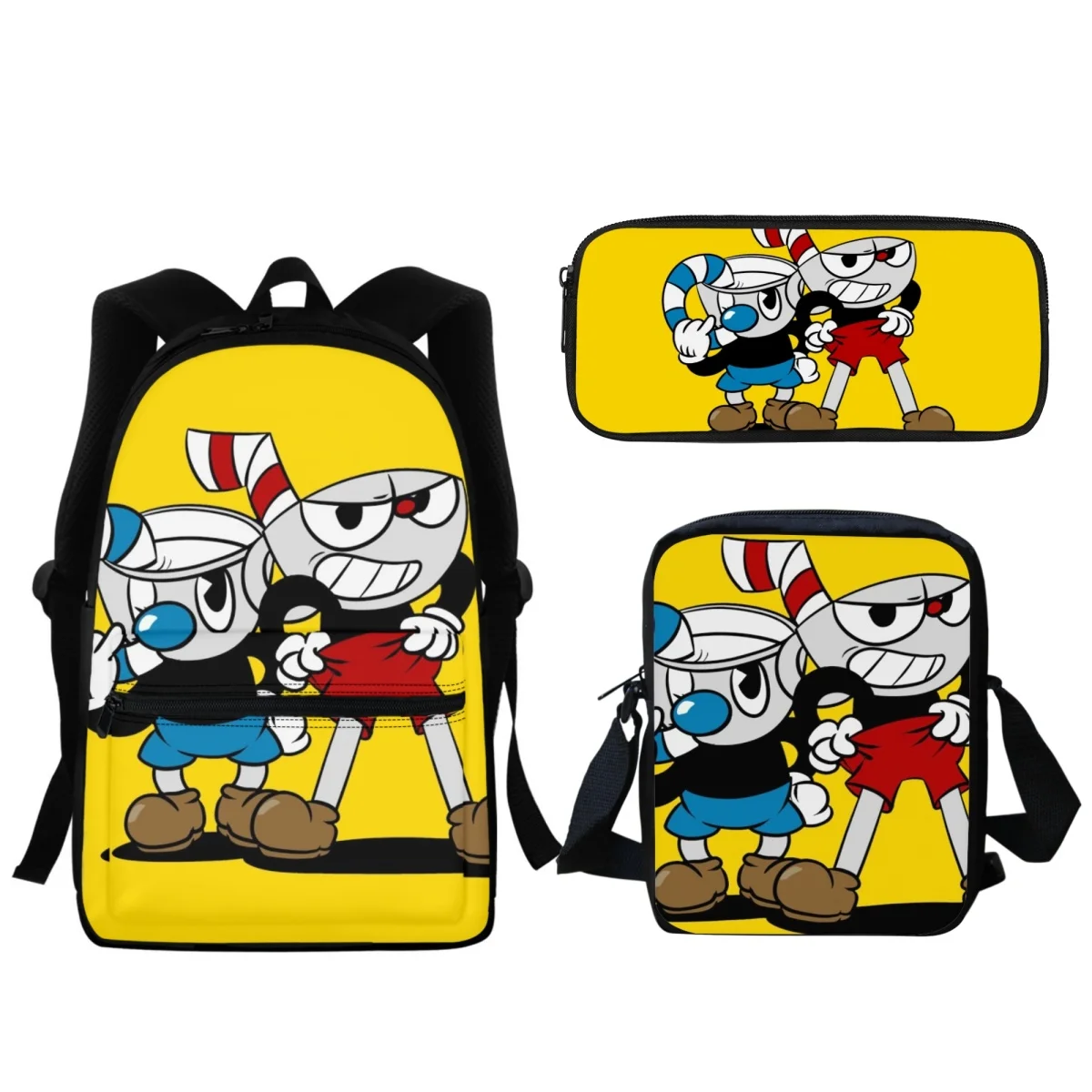 Mochilas Bonito Cuphead Mughead Anime Design Jardim de Infância Moda Mochila Meninos Meninas Criança Bookbags Pequena Satchel Lápis Case