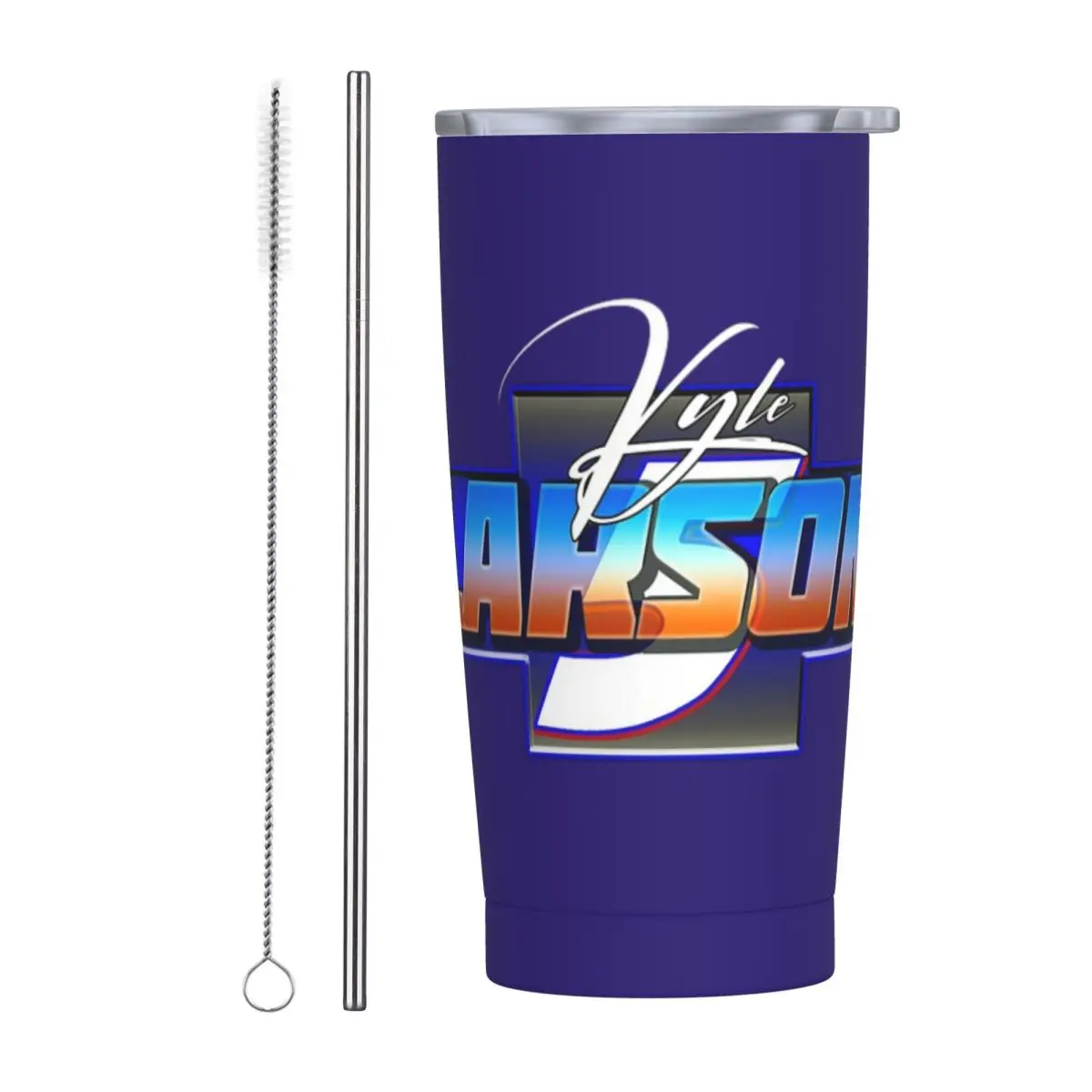 Kyle Larson CHEVY 5 Stainless Steel Tumbler Vacuum Insulated Mugs Thermal Cold Cup Straws With Lid 20oz