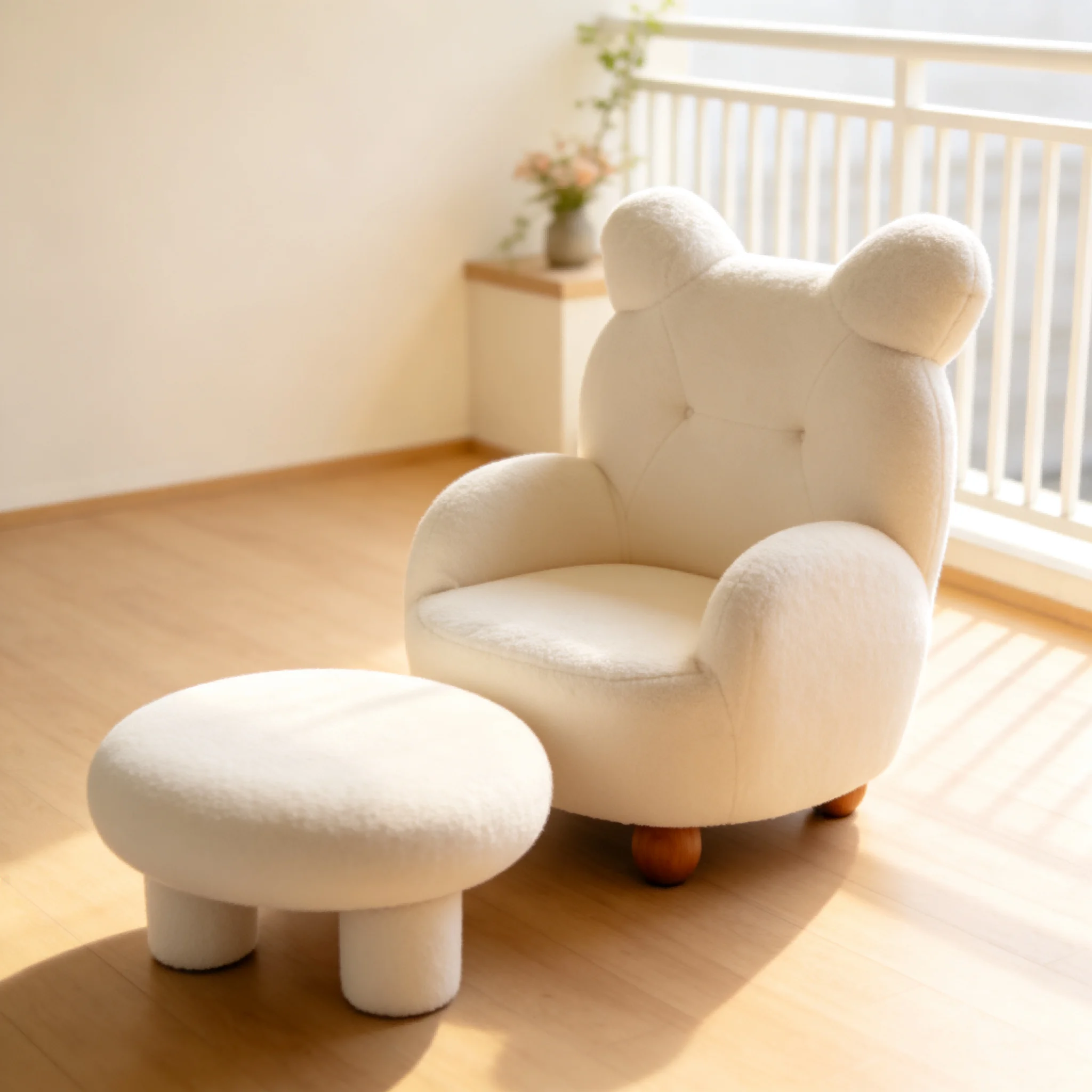 AOLIVIYA Comfortable Foam Training Seat Lamb Bear Children's Sofa Recliner Chair Baby Kids Single Couch