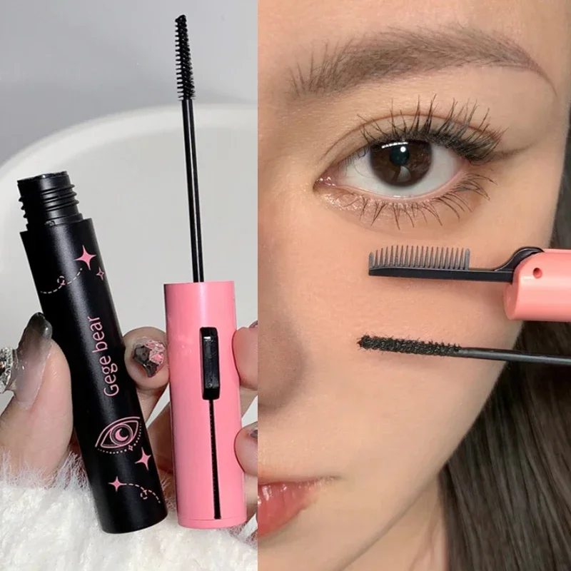 Double-head Mascara with Eyelash Comb Slim Brush Quick Drying Waterproof No-Smudge Natural Curling Enlarges Eyes Korean Cosmetic