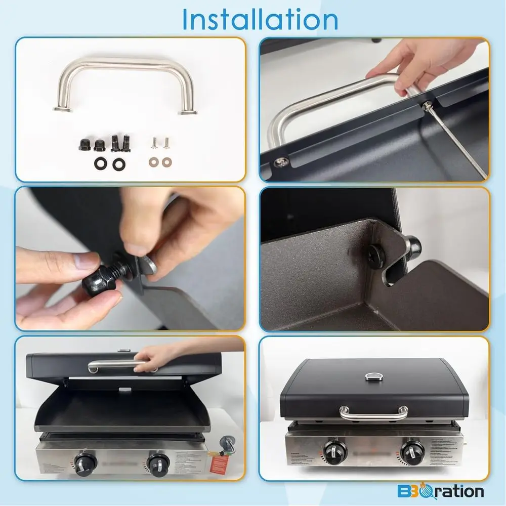 Couvercle à dessus plat articulé amélioré pour plaque chauffante Omnivore Blackstone 22 1666 (édition 2024)