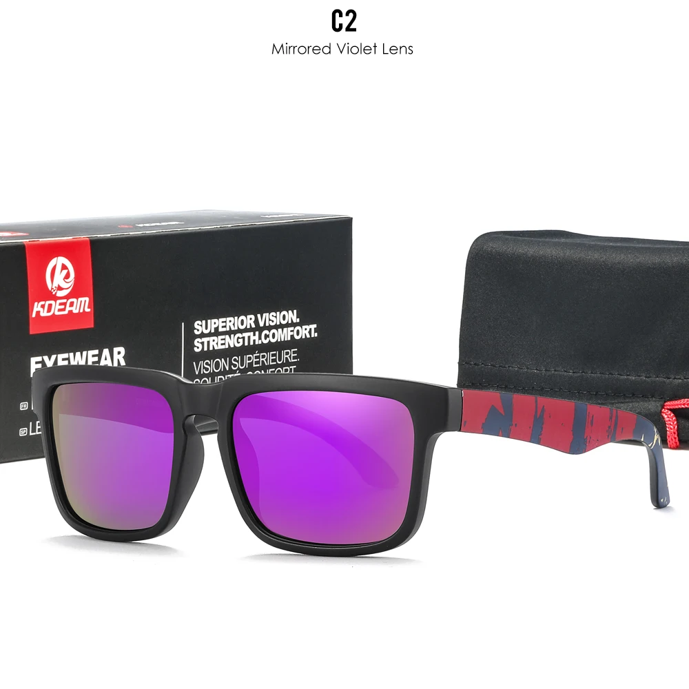 KDEAM Polarisierte Quadratische Sonnenbrille für Herren, Anglerbrille mit 5-Tank-Metallscharnieren – Detail 8