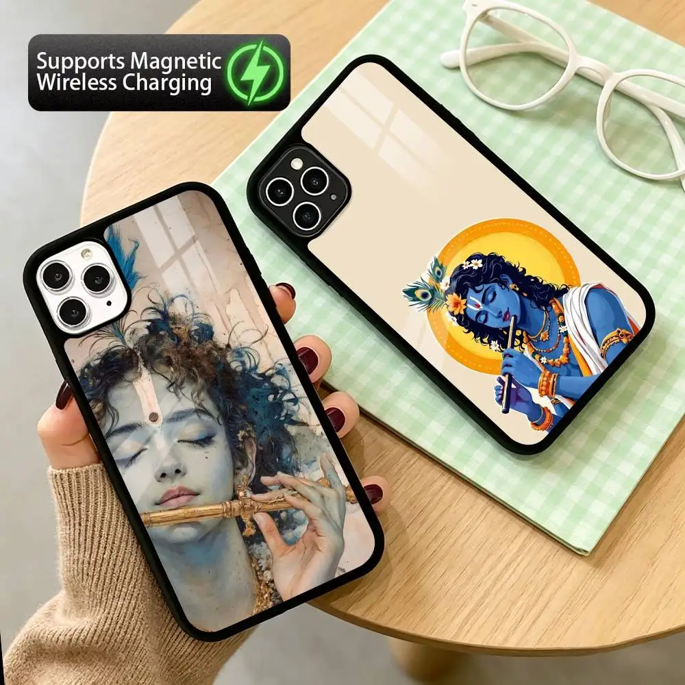 Beliefs Art Lord Krishna  Phone Case For iPhone17,16,15,14,13,12,11 Plus,Pro Supports Magnetic Wireless Charging