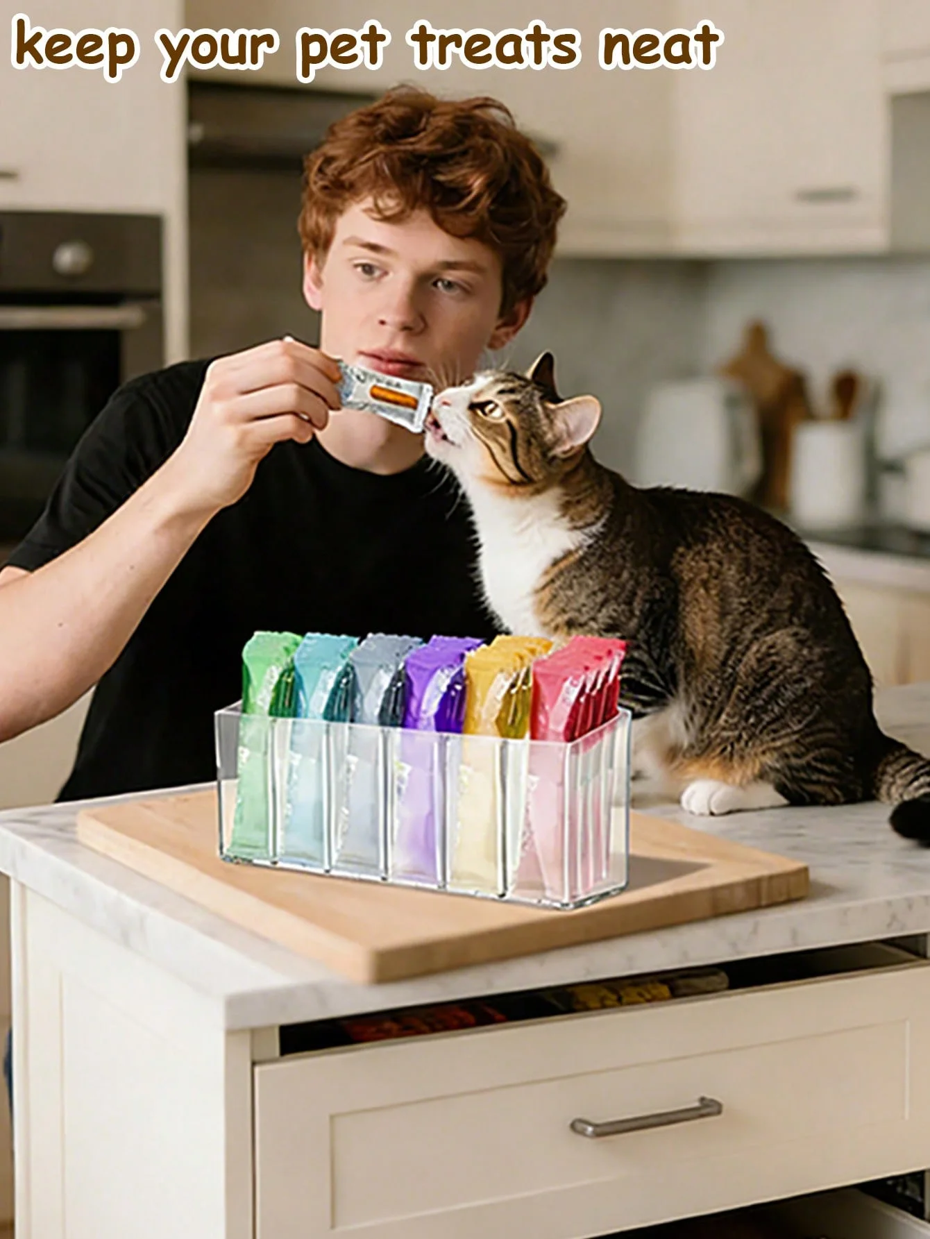 1 Stück Leckfutter-Aufbewahrungsbox für Katzen, Acryl-Snack-Aufbewahrungsregal für die Arbeitsplatte, Quetschbarer Katzenfutter-Aufbewahrungsbehälter mit abnehmbarem Pa – Detail 7