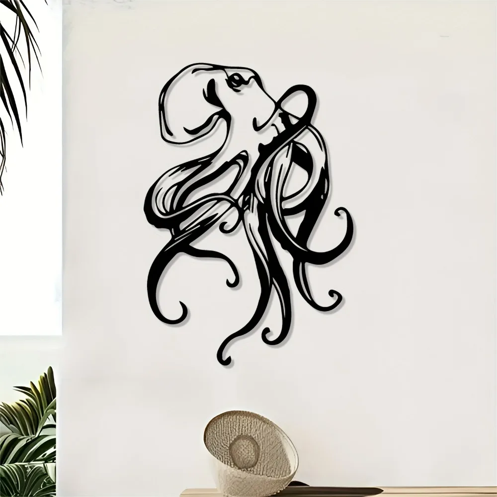 Octopus Iron Wall Art Nautical Metal Sculpture Coastal Living Room Beach House Christmas Housewarming Gift Decor Ornament
