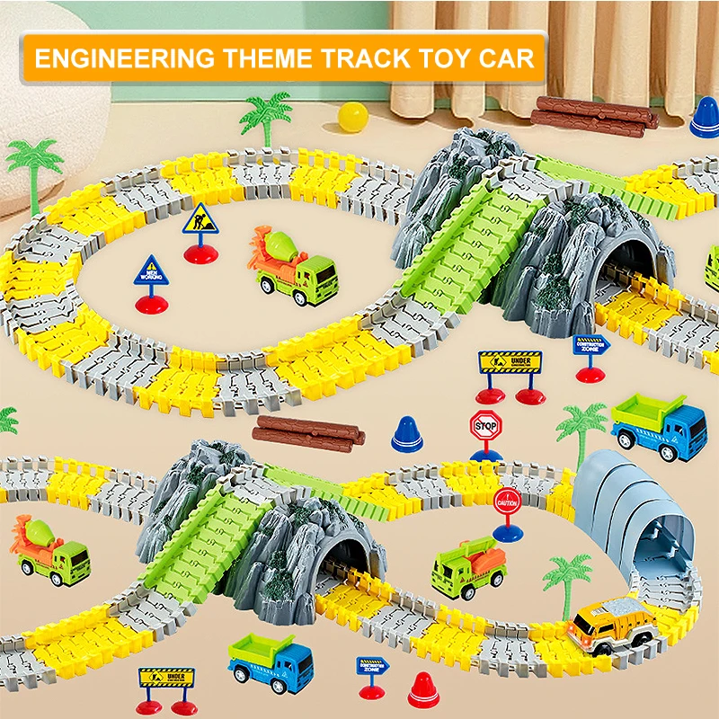 Kids Electric track Toy Engineering Mini Car set Puzzle Boy Toy Track Car Engineering car toy Children\'s birthday Christmas gift