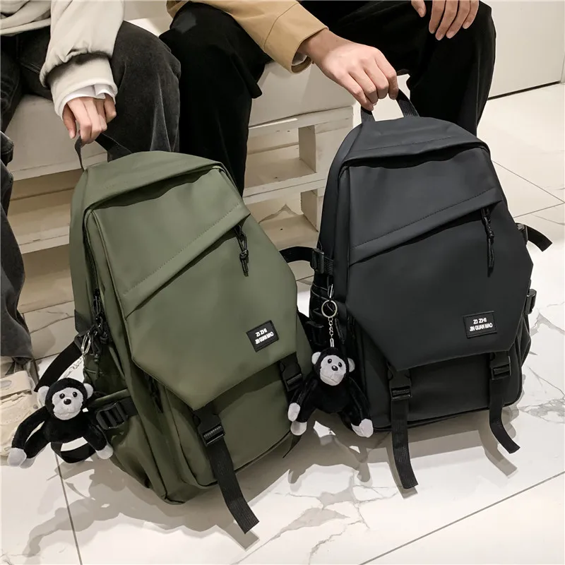 Mochila escolar Harajuku para hombre, morral negro de moda para estudiantes universitarios, resistente al agua, novedad de 2021