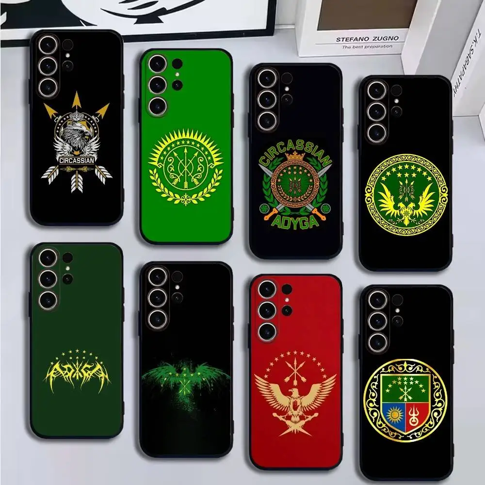 

Adygea Circassian Flag Phone Case For SamsungS25,24,21,22,23,30,Ultra,20,Plus,Fe,Lite,Note,10,9,Soft Black Cover