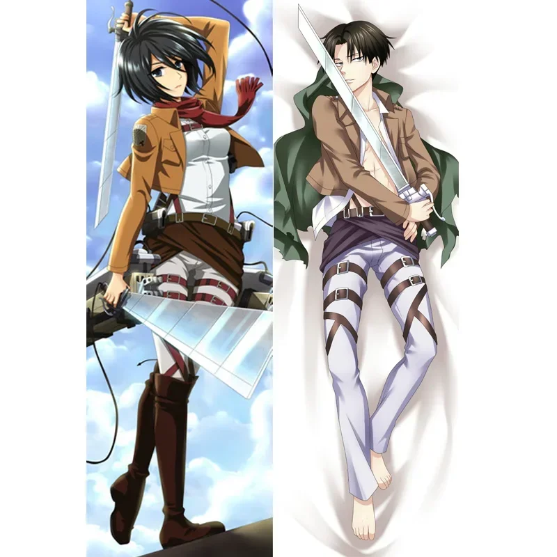 Attack on Titan Anime Pillow Case Eren Jaeger Dakimakura Waifu Otaku Body Decorative Bedding Shingeki No Kyojin Levi Pillowcase