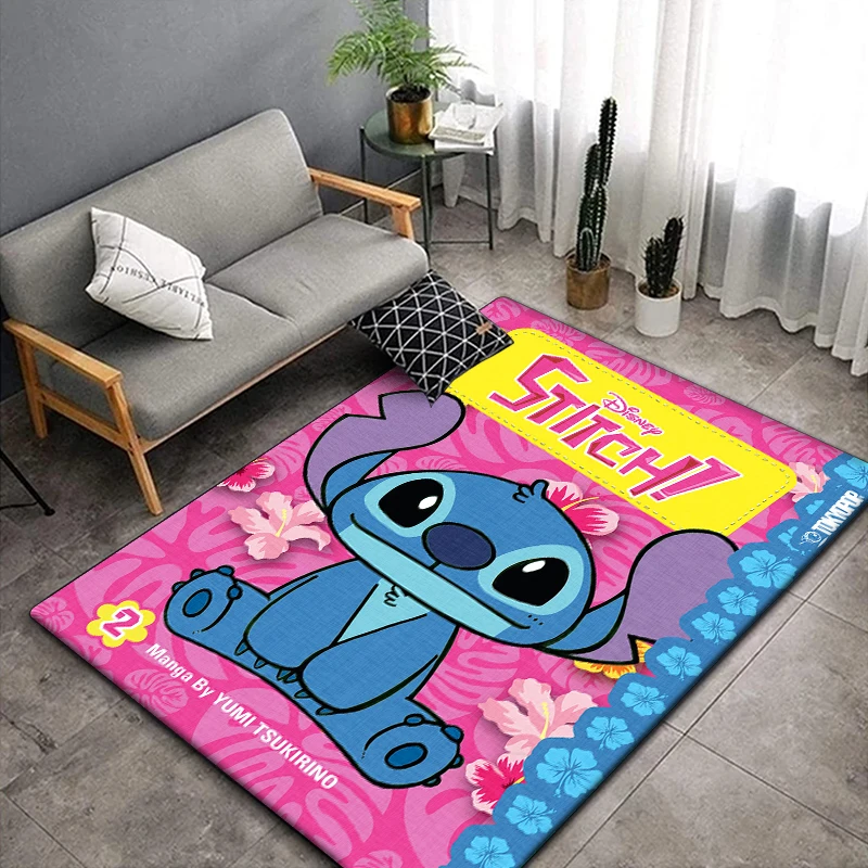 Disney Fashion Stitch Printing Anime Carpets Cartoon Living Room Bedroom Large Area Soft Carpet Home Children's Room Floor Rugs